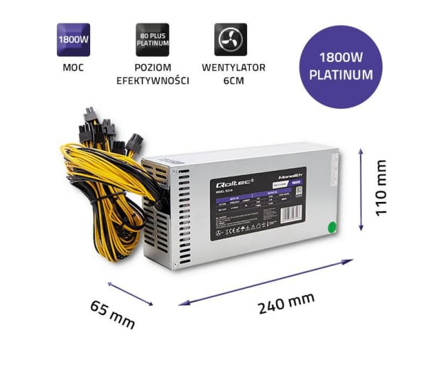 Qoltec PCI-E Smart 1800W 80 Plus Platinum - 728982 - zdjęcie 4